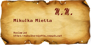 Mikulka Mietta névjegykártya